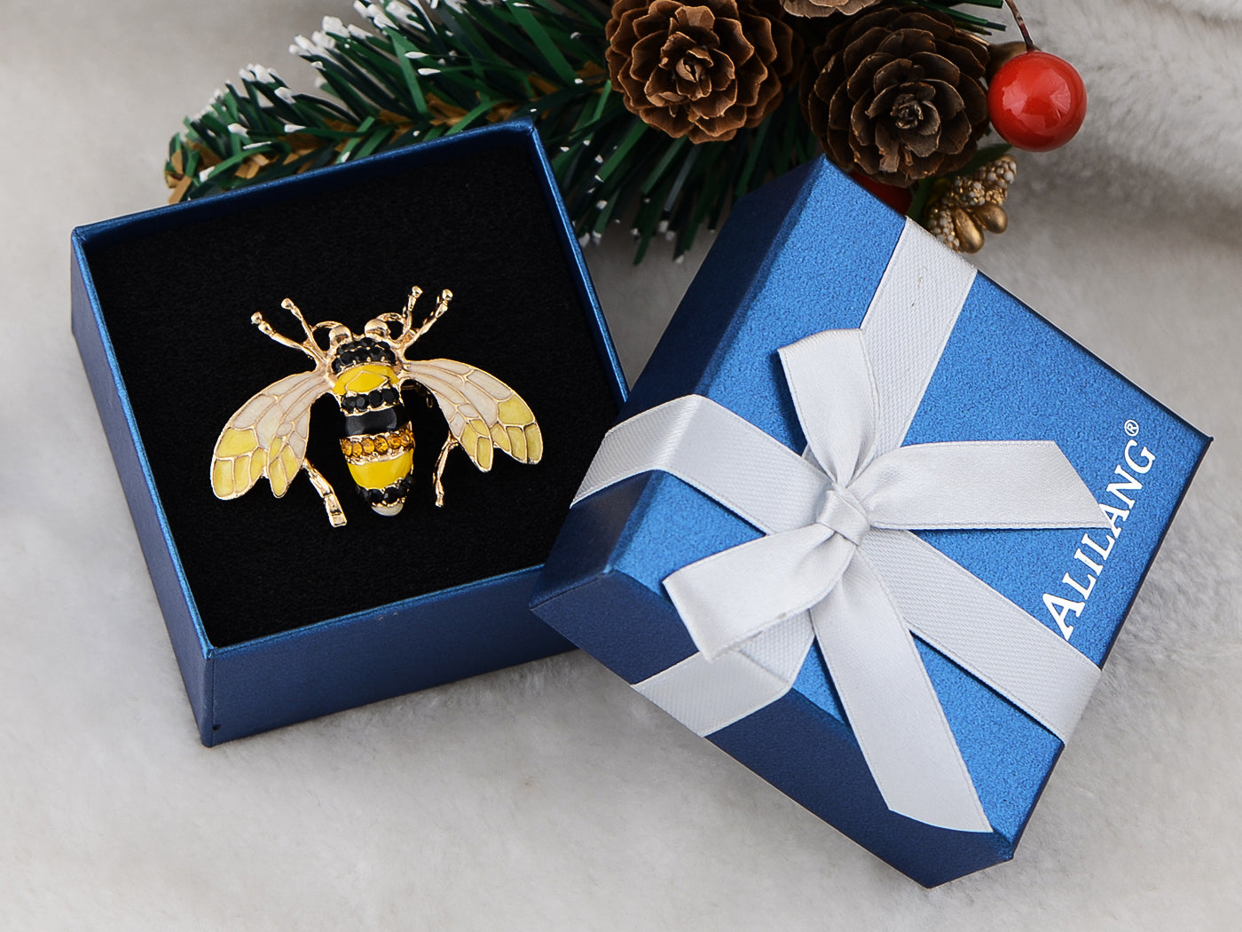 Rose Copper Sapphire Blue Colored Beetle Bee Brooch Pin