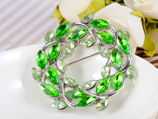 Green Fresh Spring Leaves Pin Brooch