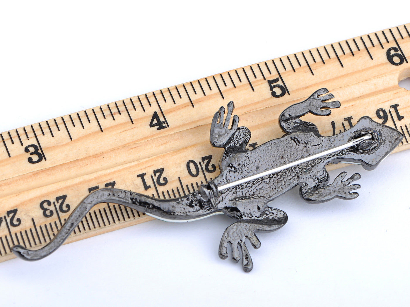 Gun Colored Abalone Lizard Brooch Pin