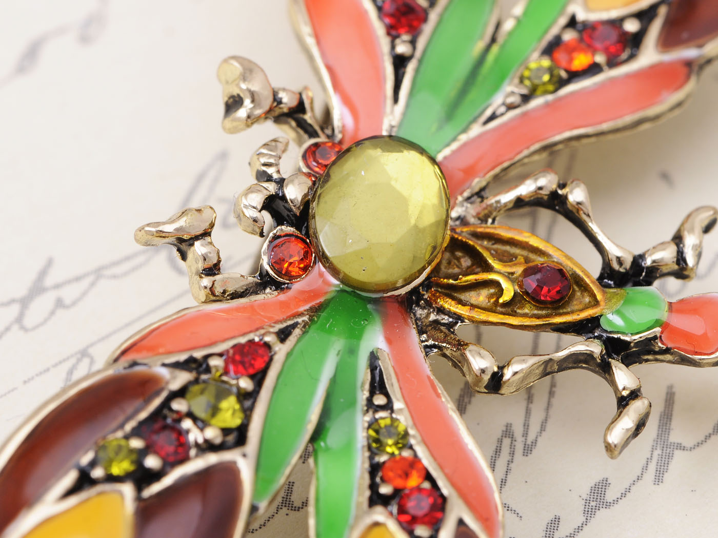 Design Colorful Enamel Dragonfly Red Green Insect Pin Brooch