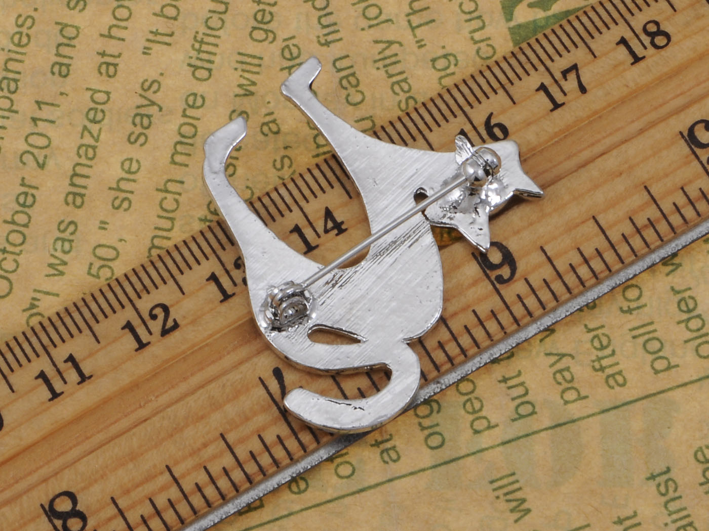 Emerald Green Halloween Black Panther Kitty Cat Kitten Brooch Pin