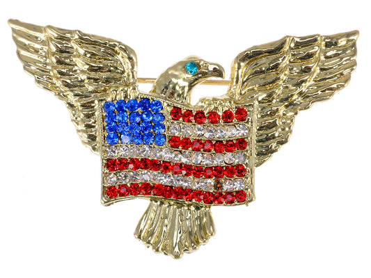 Patriotic American Eagle Usa Flag Brooch Pin