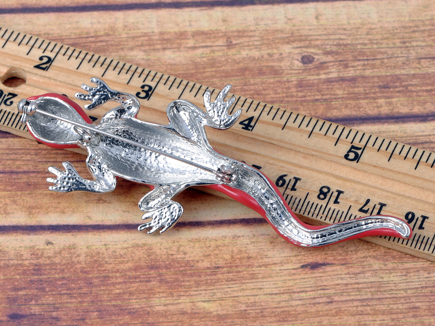 Red Exotic Rainbow Colorful Lizard Brooch Pin