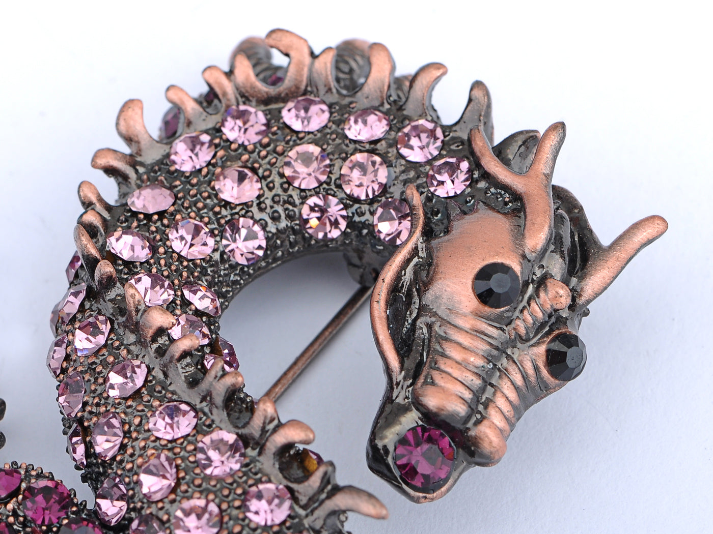 Antique Rust Gun Fantasy Renaissance Medieval Dragon Pink Brooch Pin