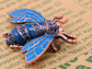 Rose Copper Sapphire Blue Colored Beetle Bee Brooch Pin