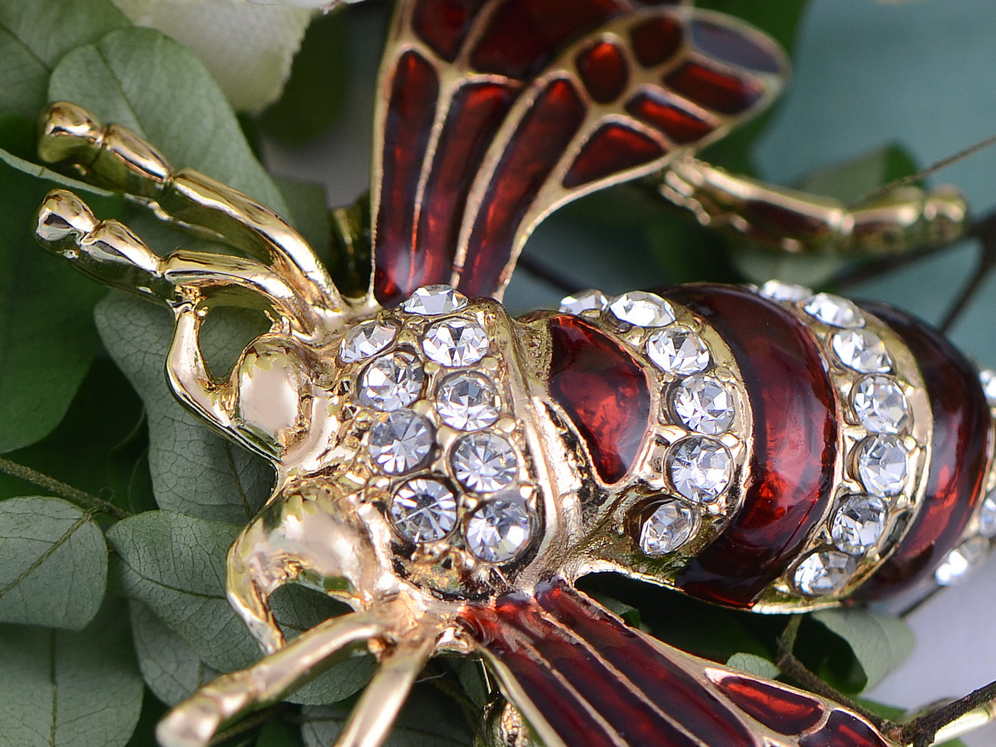 Rose Copper Sapphire Blue Colored Beetle Bee Brooch Pin