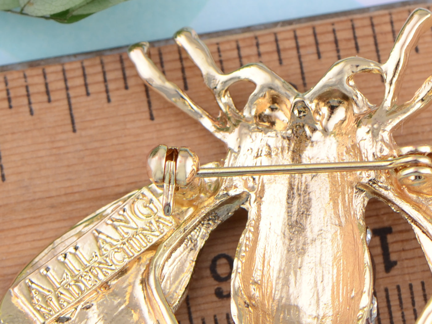 Rose Copper Sapphire Blue Colored Beetle Bee Brooch Pin