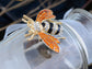 Rose Copper Sapphire Blue Colored Beetle Bee Brooch Pin