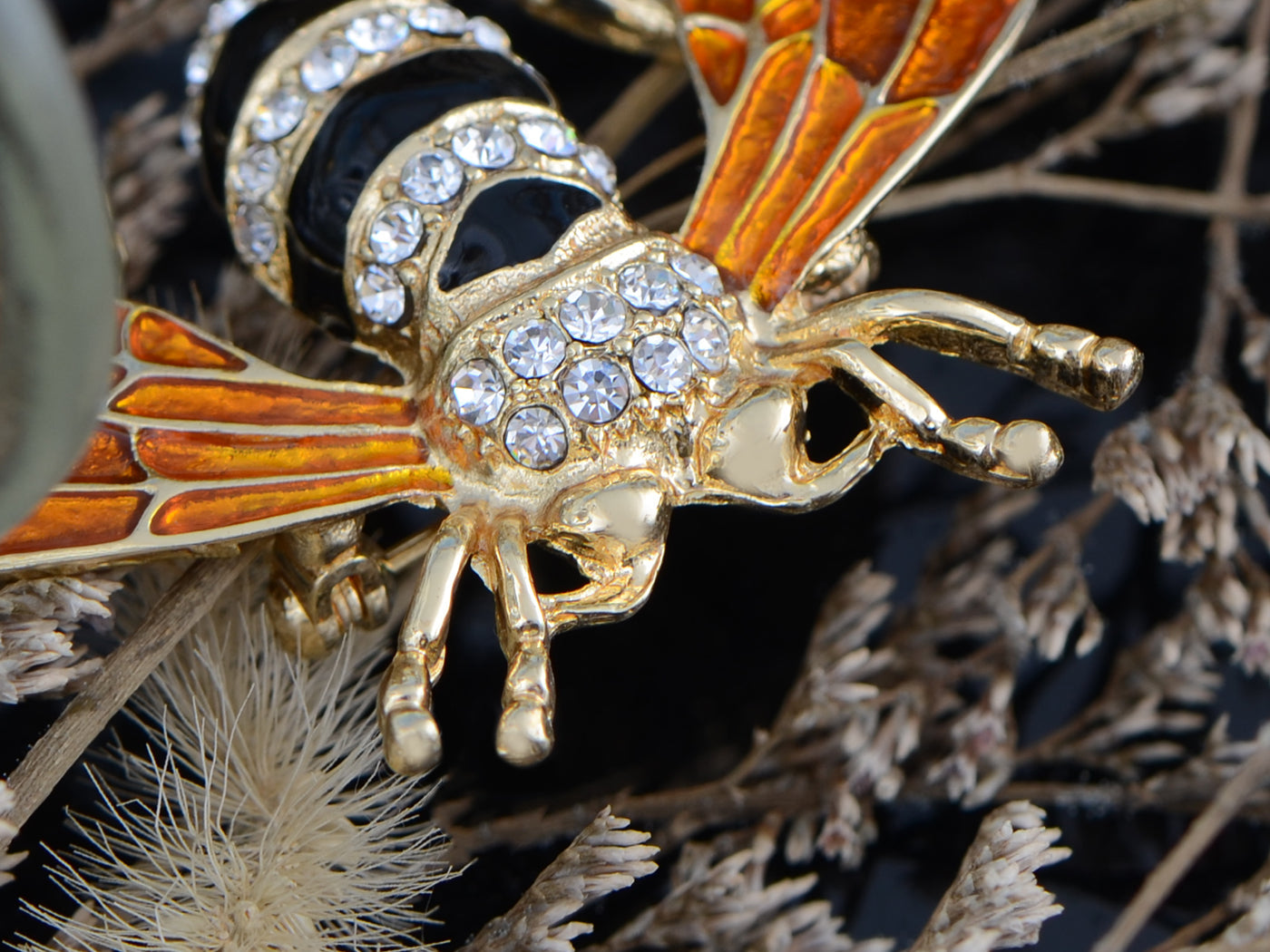 Rose Copper Sapphire Blue Colored Beetle Bee Brooch Pin