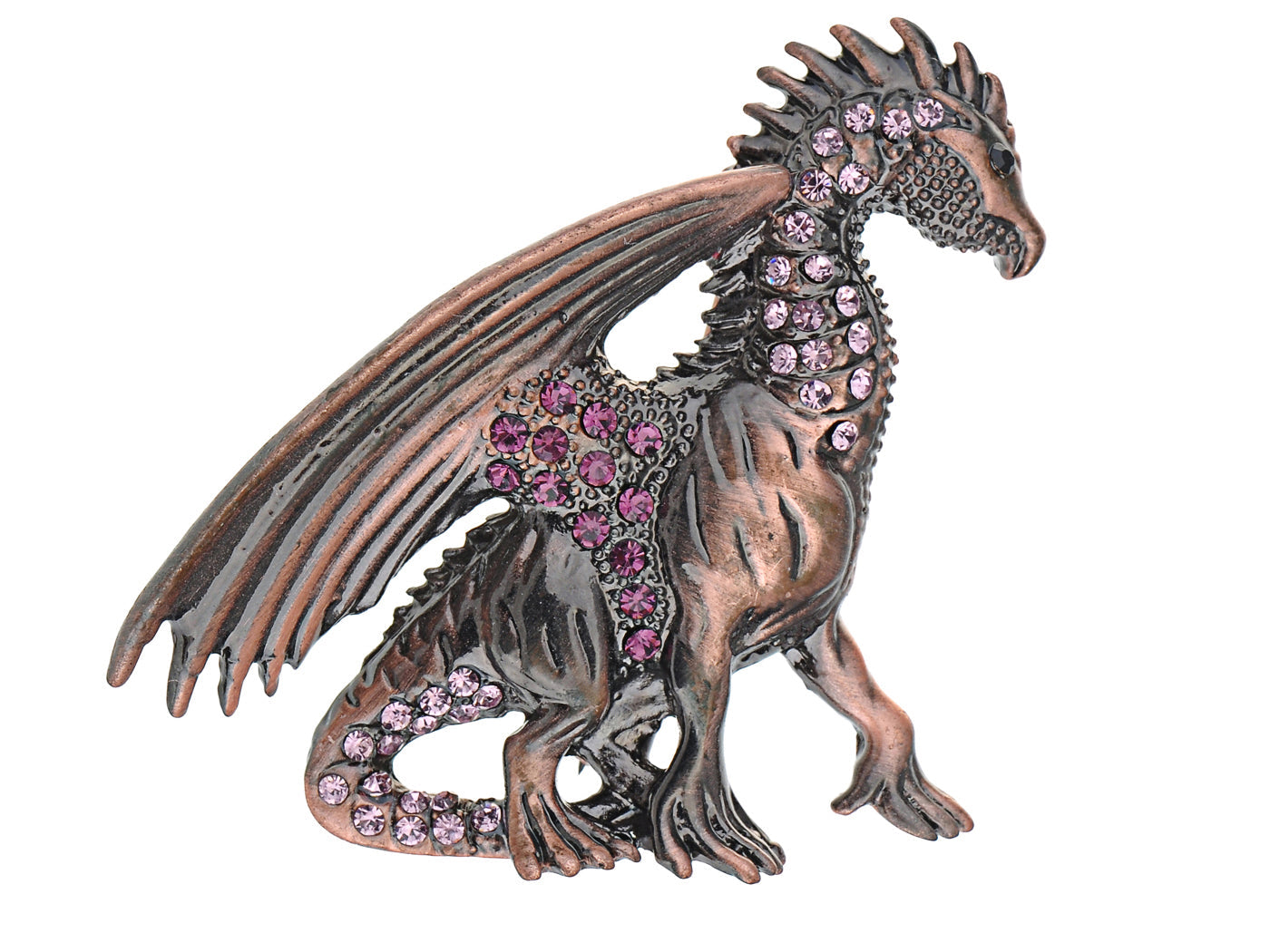 Antique Rust Gun Fantasy Renaissance Medieval Dragon Pink Brooch Pin