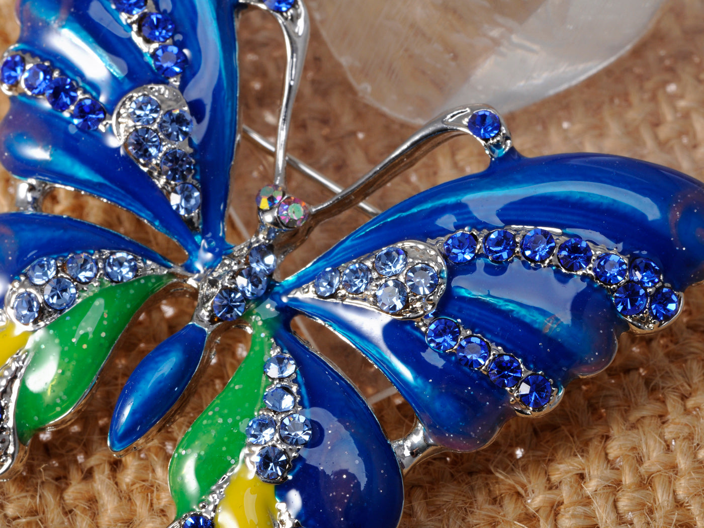 Blue Glitter Butterfly Brooch Pin