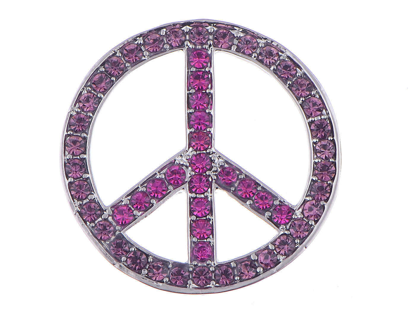 Vintage Shine Purple Pink Hippie Peace Sign Brooch Pin Pendent