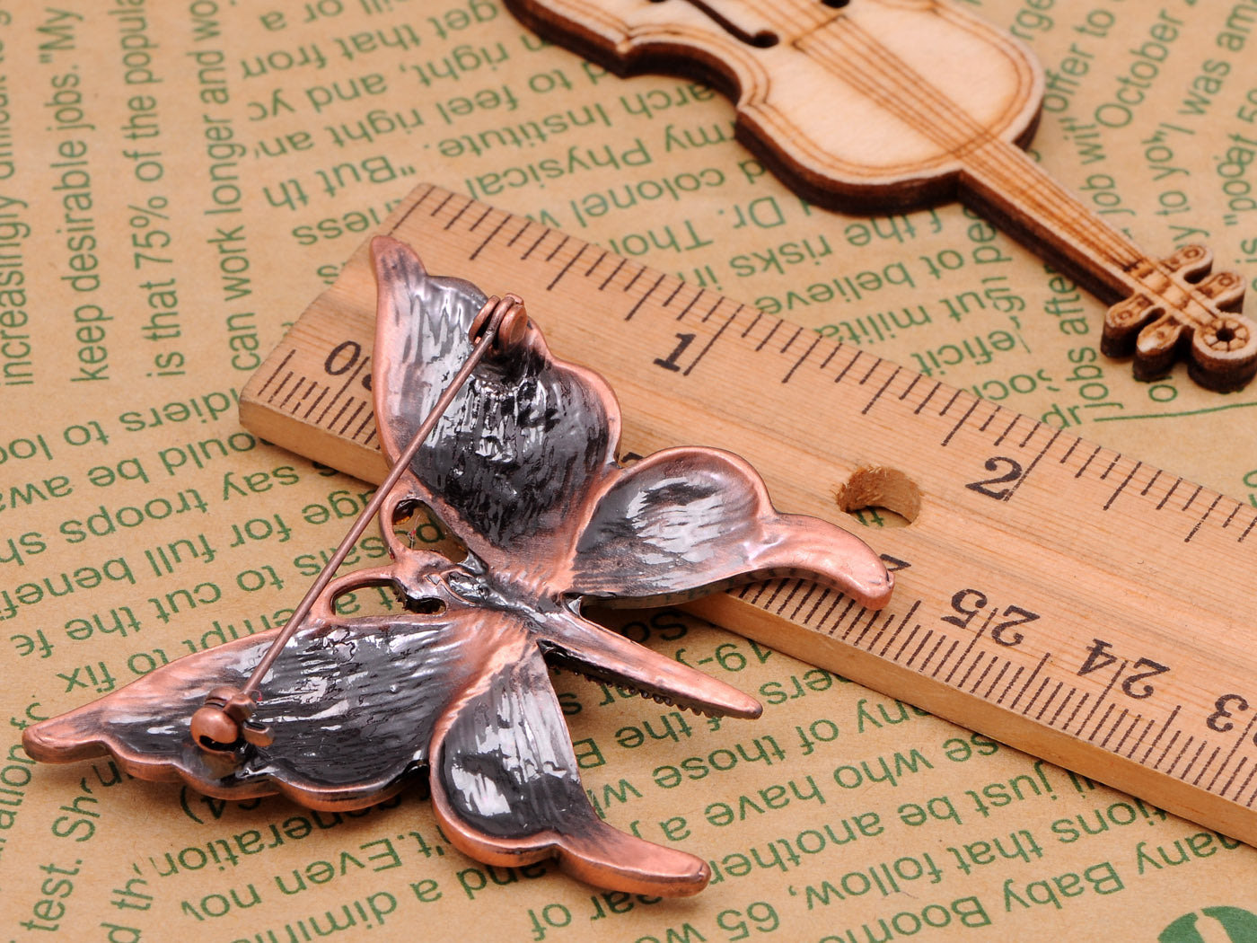 Gun Purple Gem Antique Butterfly Brooch Pin