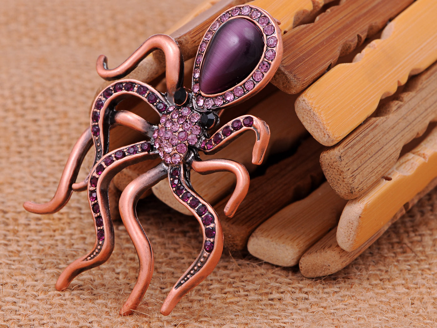 Slive Colored Nautical Rose Octopus Brooch Pin