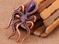 Slive Colored Nautical Rose Octopus Brooch Pin