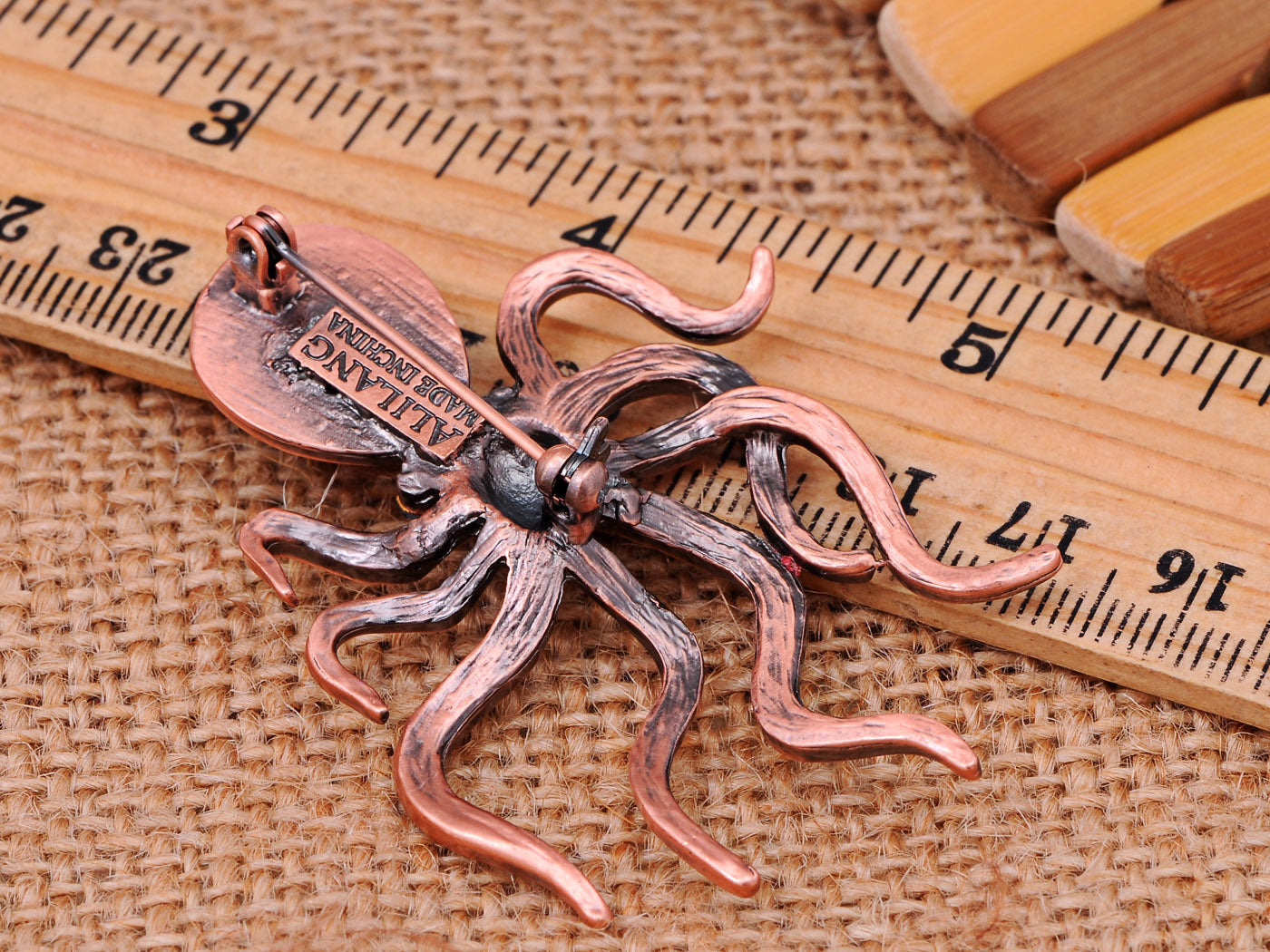 Slive Colored Nautical Rose Octopus Brooch Pin