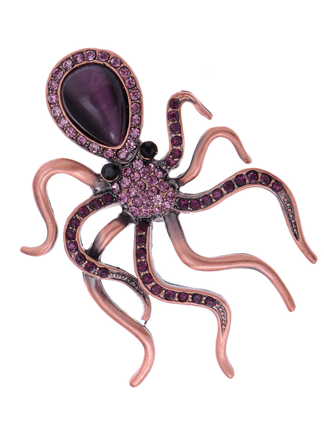 Slive Colored Nautical Rose Octopus Brooch Pin