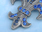 Blue Sapphire Fleur De Lis Pin Brooch