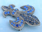 Blue Sapphire Fleur De Lis Pin Brooch