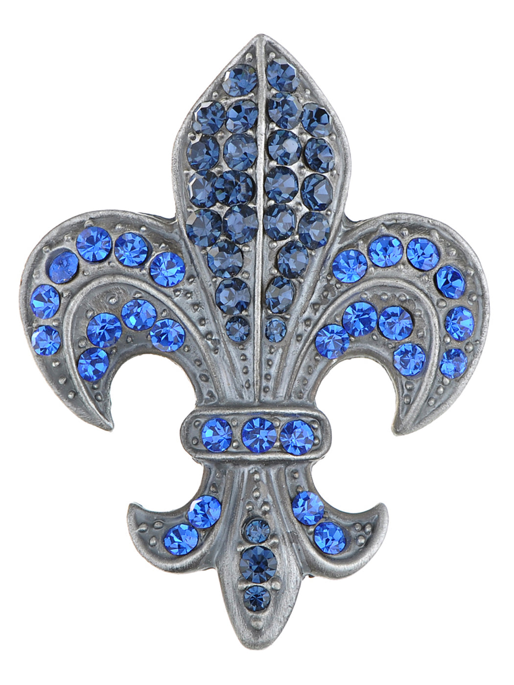 Blue Sapphire Fleur De Lis Pin Brooch