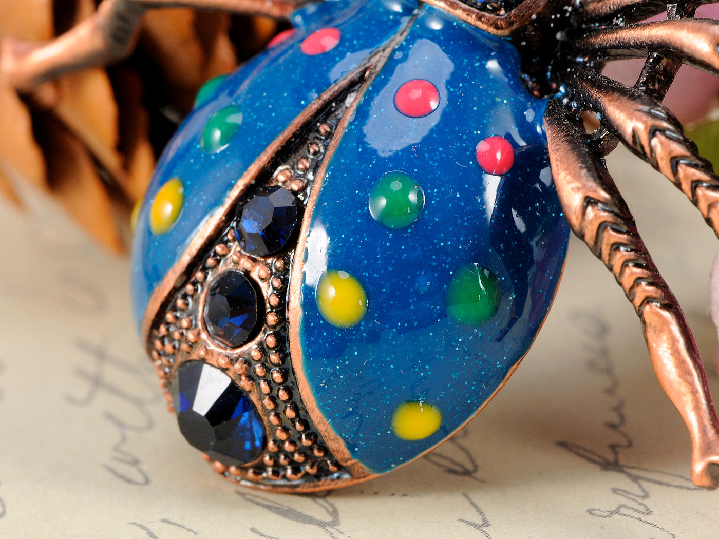 Enamel Blue Vivid Spider Insect Color Spots Pin Brooch Pendant