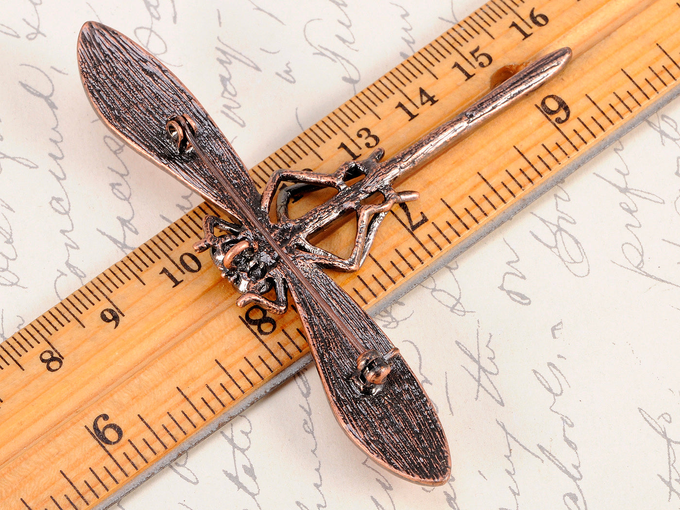 Bronze Red Dragonfly Insect Wings Brooch Pin