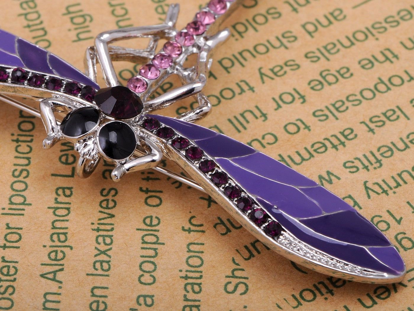 Lavender Purple Enamel And Dragonfly Brooch Pin Pendant