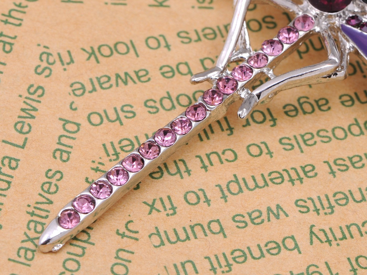 Lavender Purple Enamel And Dragonfly Brooch Pin Pendant