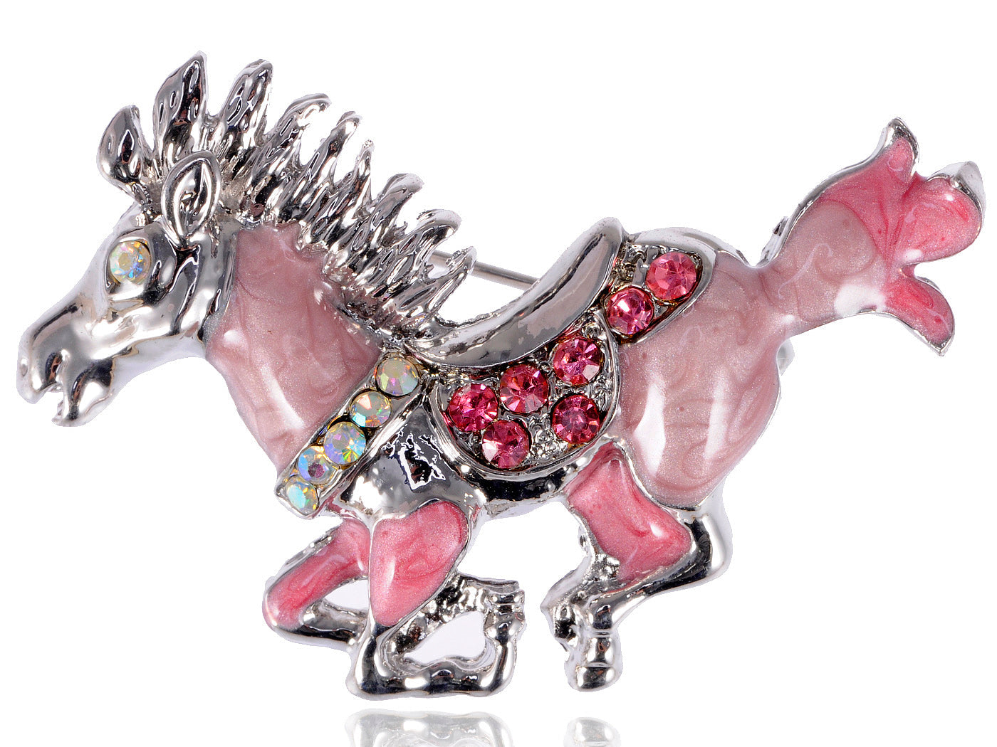 Vintage Reproduction Multicolored Enamel Paint Horse Pin Brooch