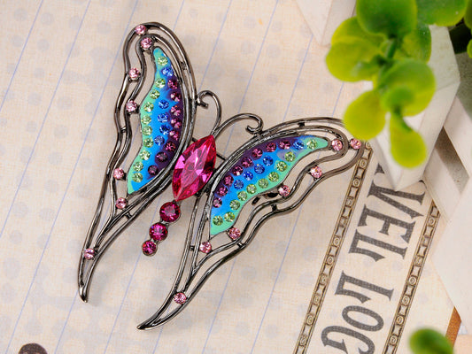 Ruby Red Bright Body Abstract Wing Butterfly Colorful Brooch