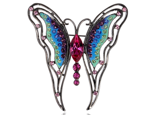 Ruby Red Bright Body Abstract Wing Butterfly Colorful Brooch