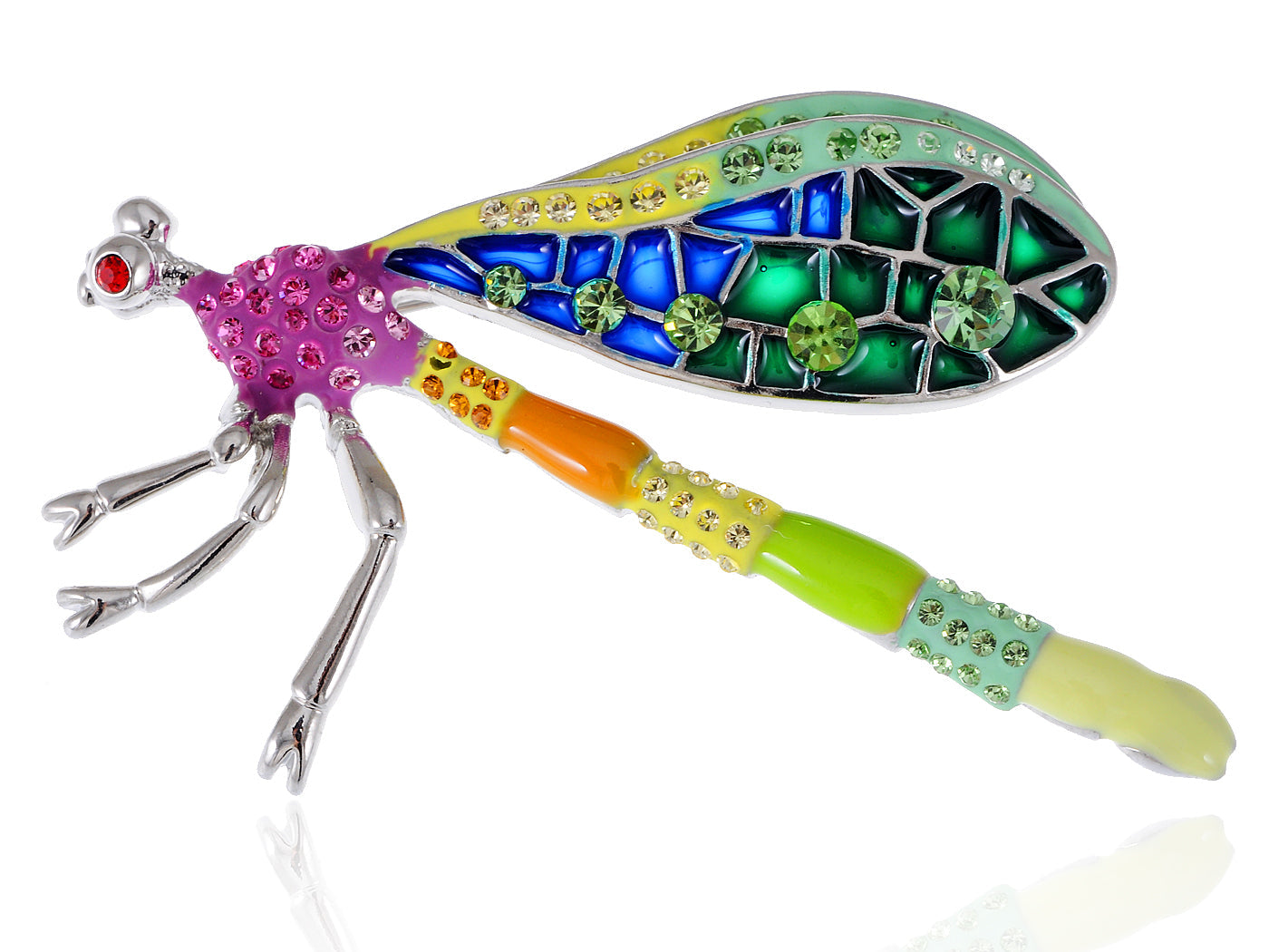 Strike Emerald Multicolored Damselfly Dragonfly Pin Brooch