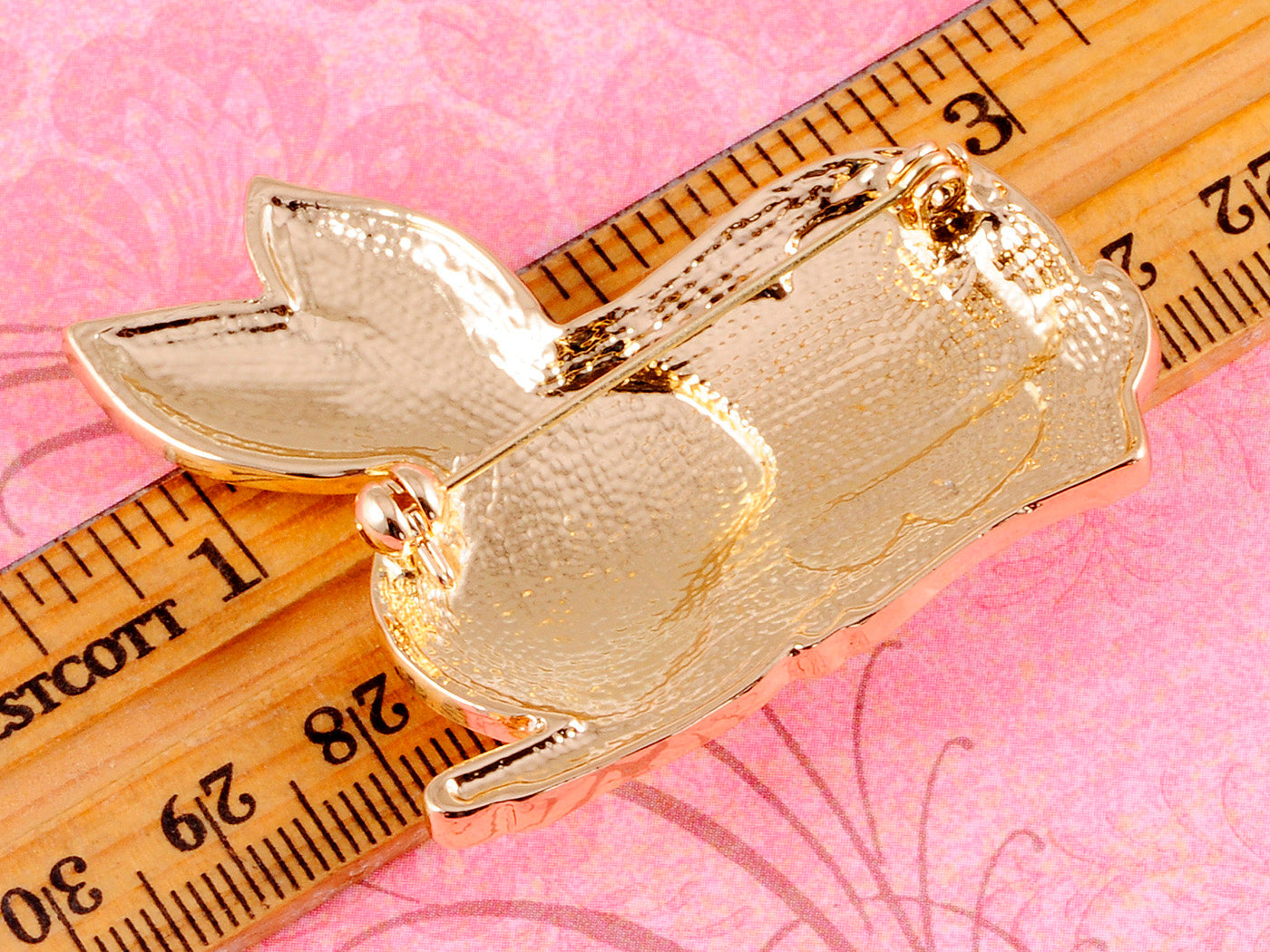 Gold Blush Rabbit Bunny Hare Brooch Pin