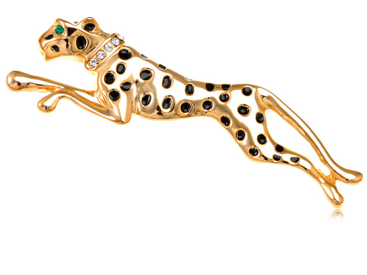 Enamel Leopard Cougar Brooch Pin
