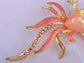 Lovely Rose Pink Studded Tropical Parrot Bird Pin Brooch