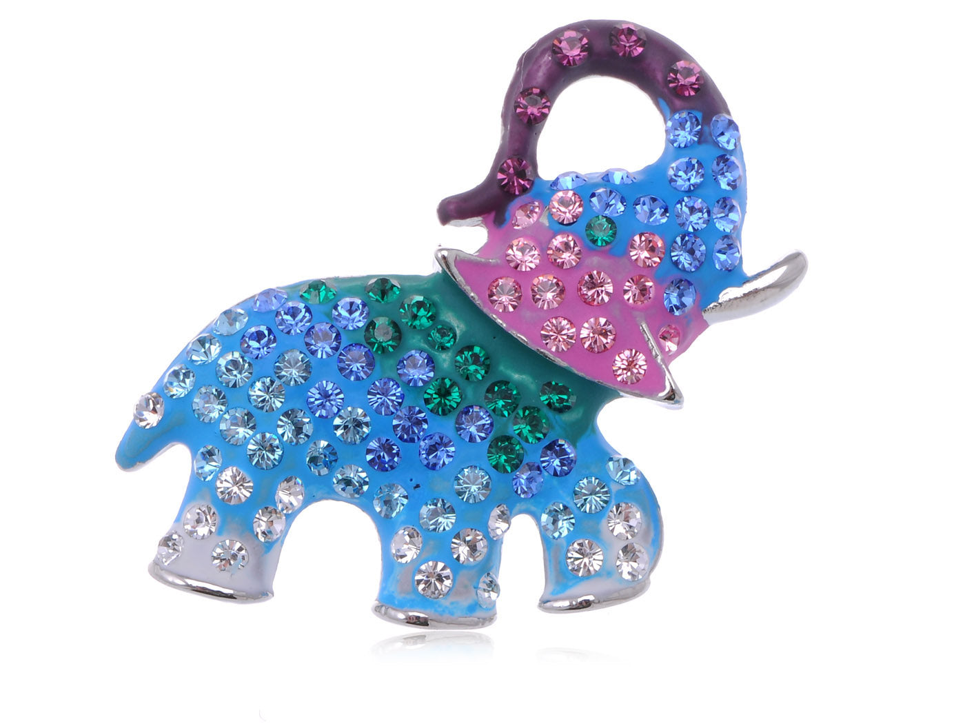 Amethyst Emerald Enamel Elephant Wild Zoo Pin Brooch