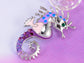 Purple Pink Enamel Seahorse Brooch Pin