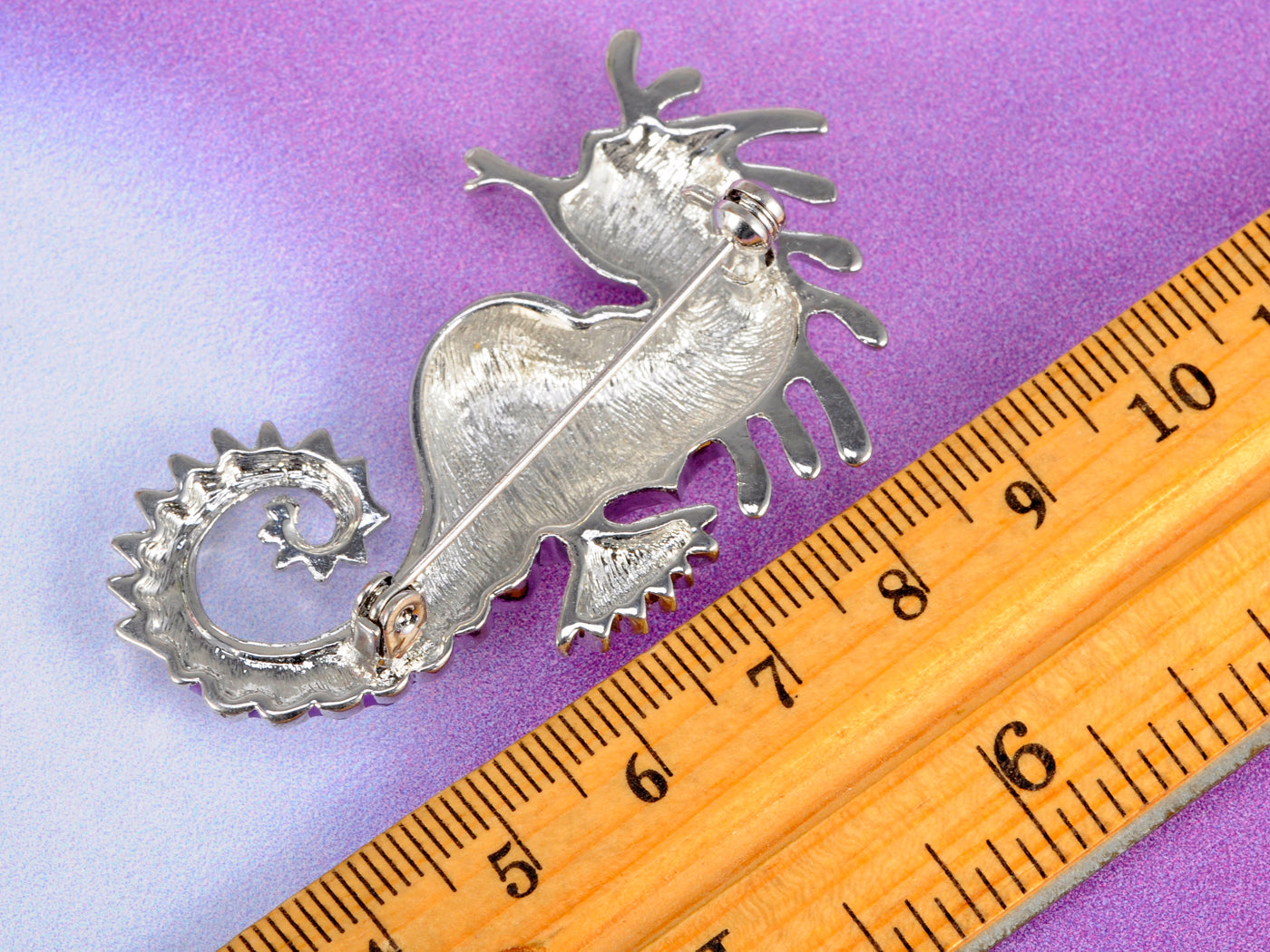 Purple Pink Enamel Seahorse Brooch Pin