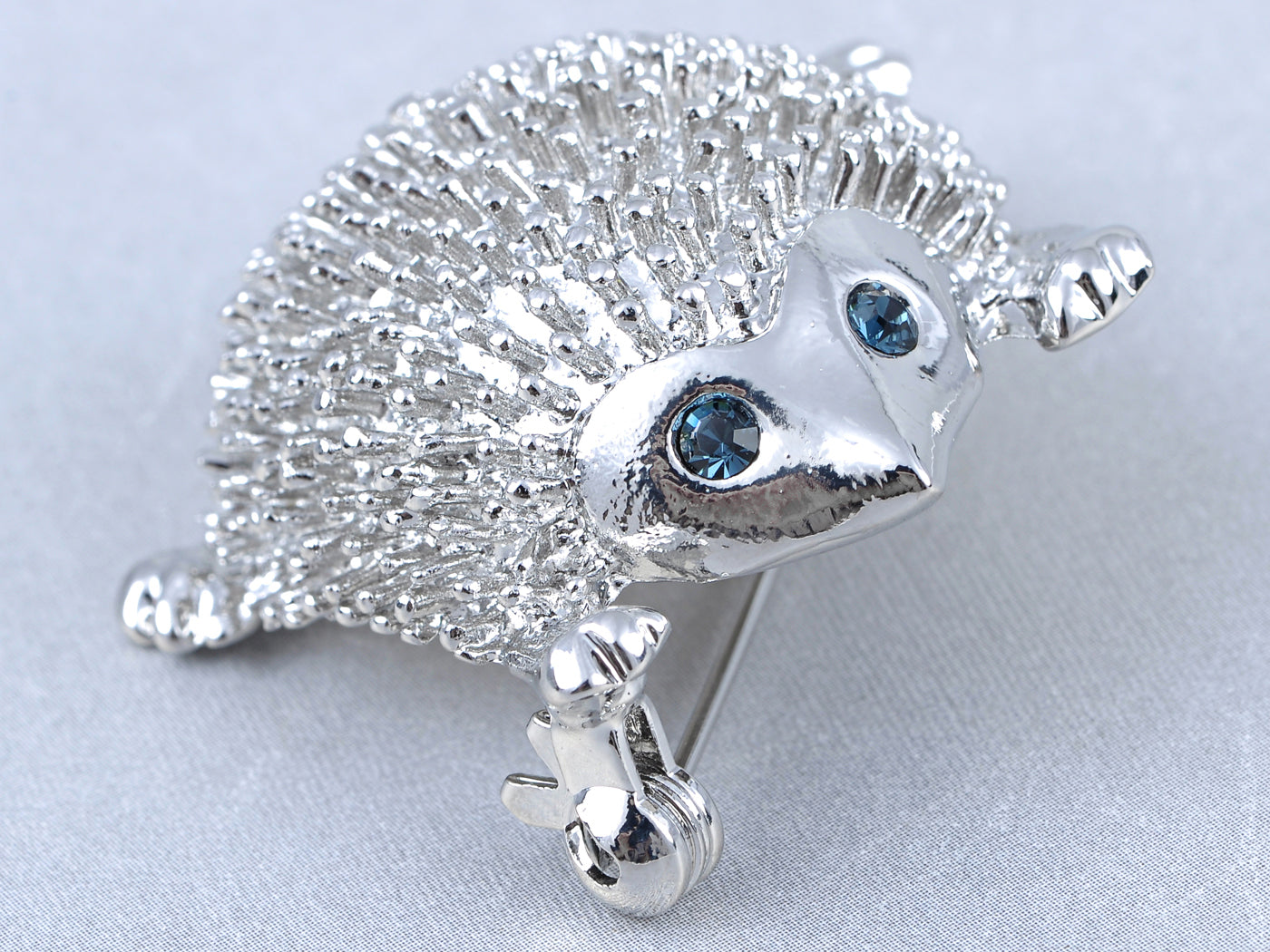 Blue Hedgehog Porcupine Critter Animal Brooch Pin