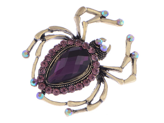 Amethyst Violet Enamel Acry Abdomen Spider Pin Brooch