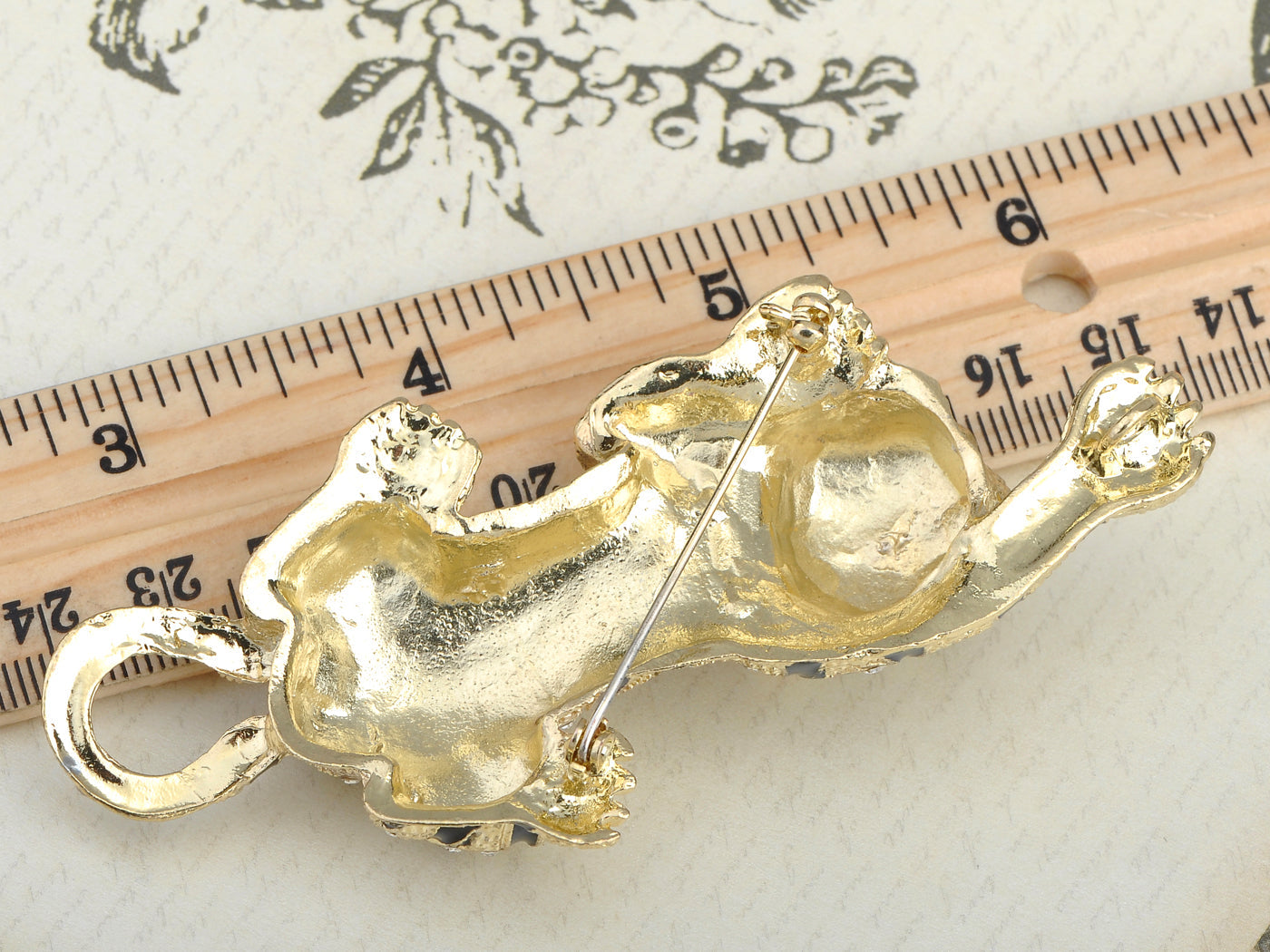 Gold Stripe Tiger Cat Brooch Pin
