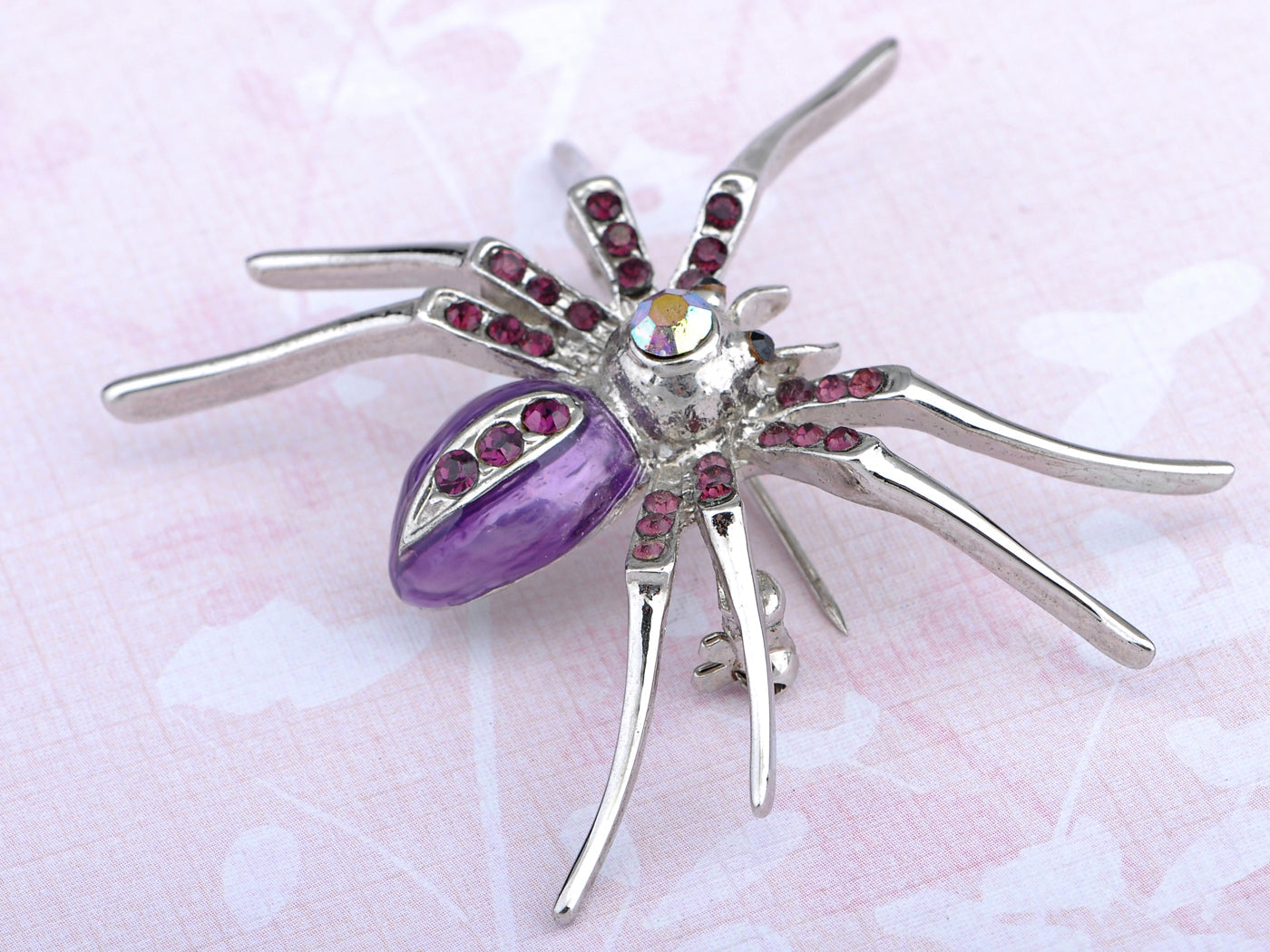 Amethyst Violet Cz Purple Belly Spider Bug Insect Pin Brooch