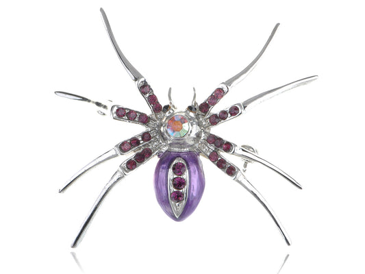 Amethyst Violet Cz Purple Belly Spider Bug Insect Pin Brooch