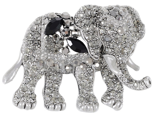 Indian African King Elephant Animal Kingdom Silver Brooch Pin