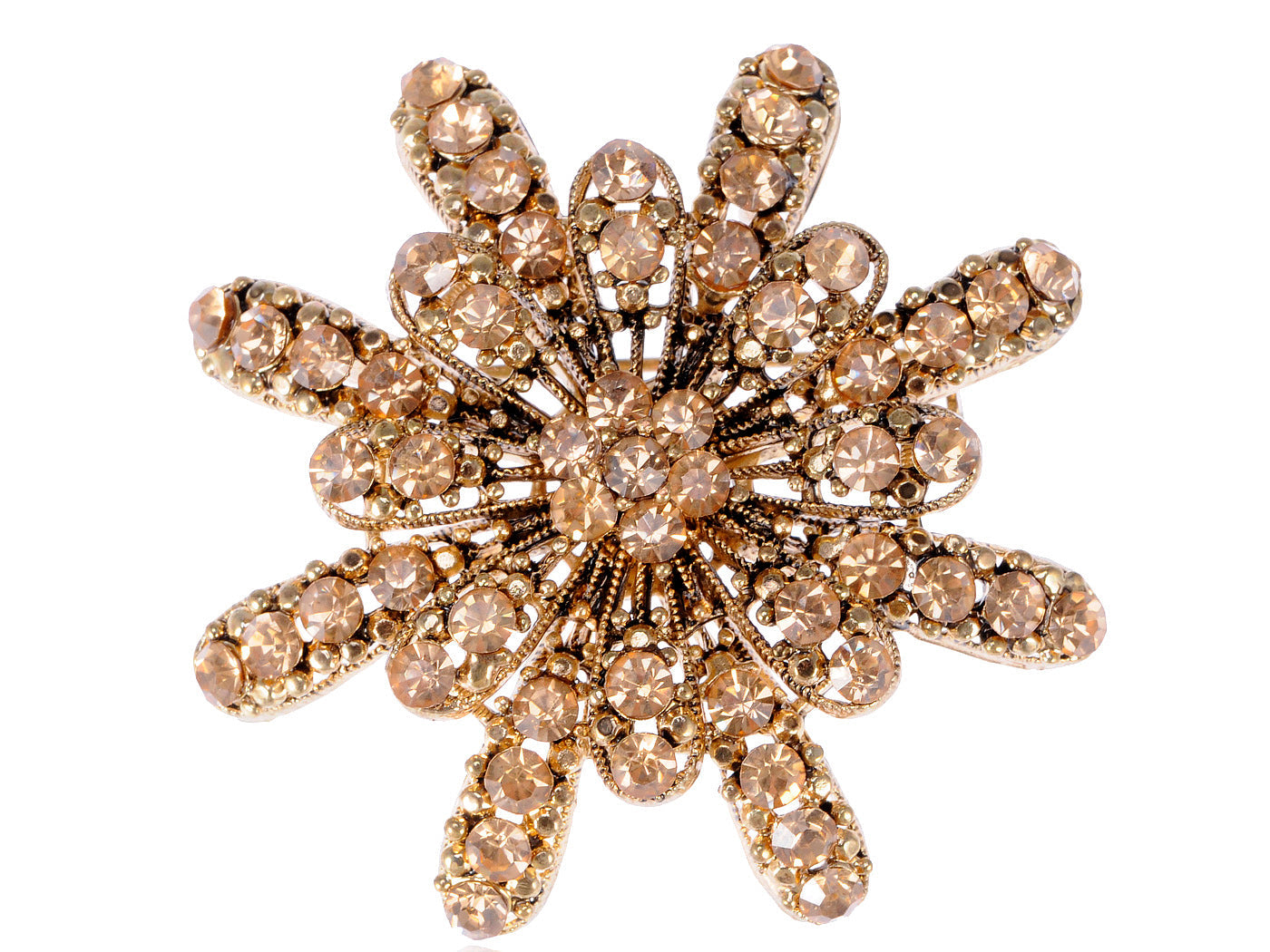 Gerber Daisy Snowflake Holiday Festive White Diamond Like Flower Brooch Pin