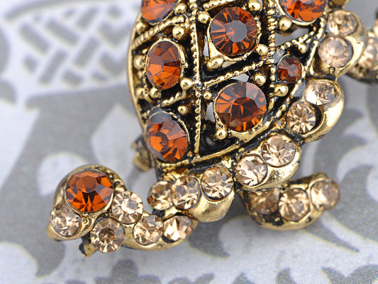 Topaz Brown Turtle Tortoise Reptile Pin Brooch