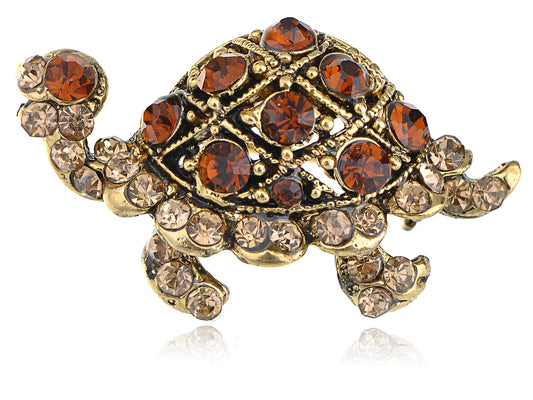 Topaz Brown Turtle Tortoise Reptile Pin Brooch