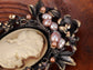 Vintage Brass Topaz Cameo Lady Maiden Pin Brooch