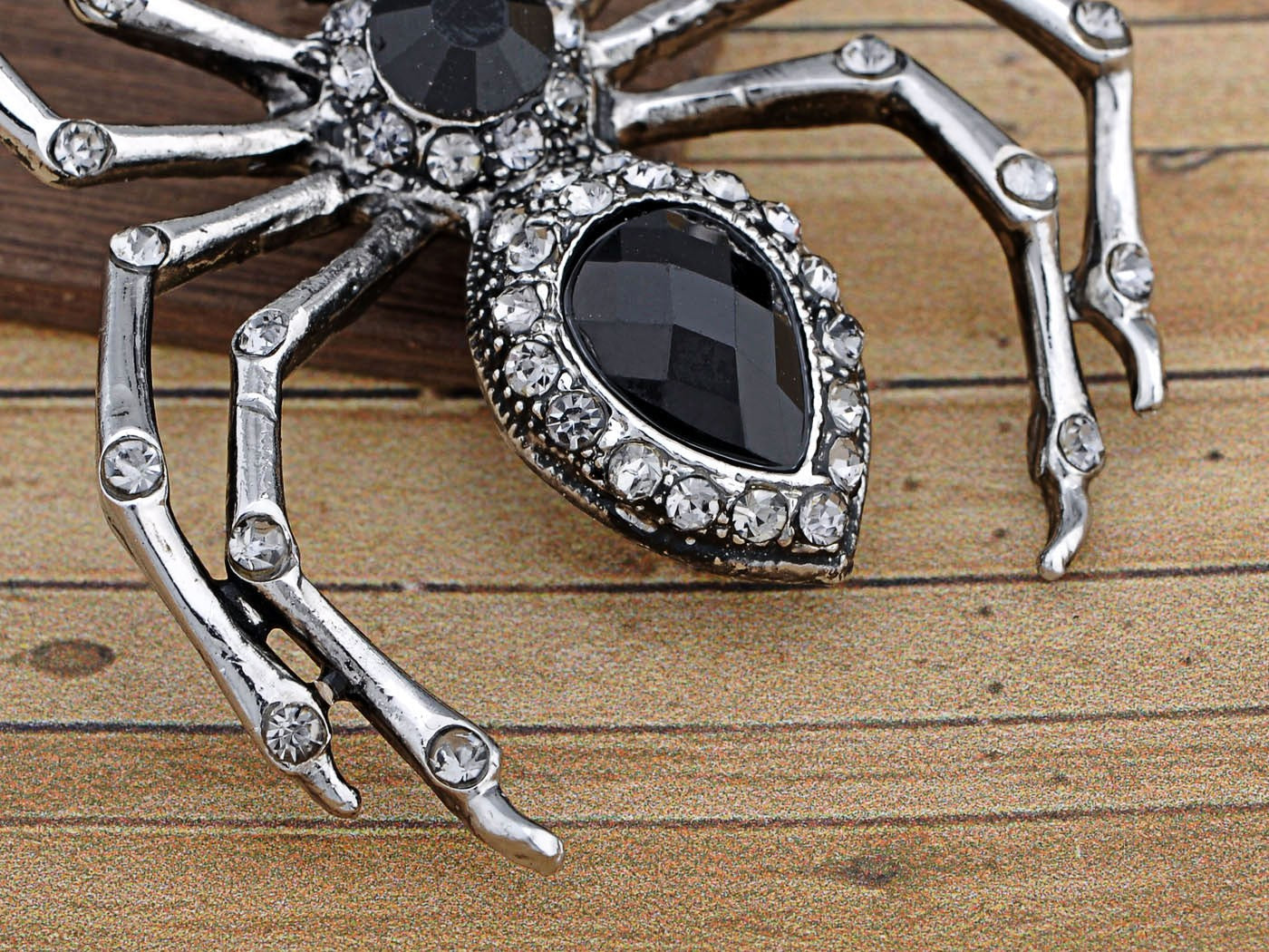 Pirate Gun Black Jeweled Spider Insect Pin Brooch