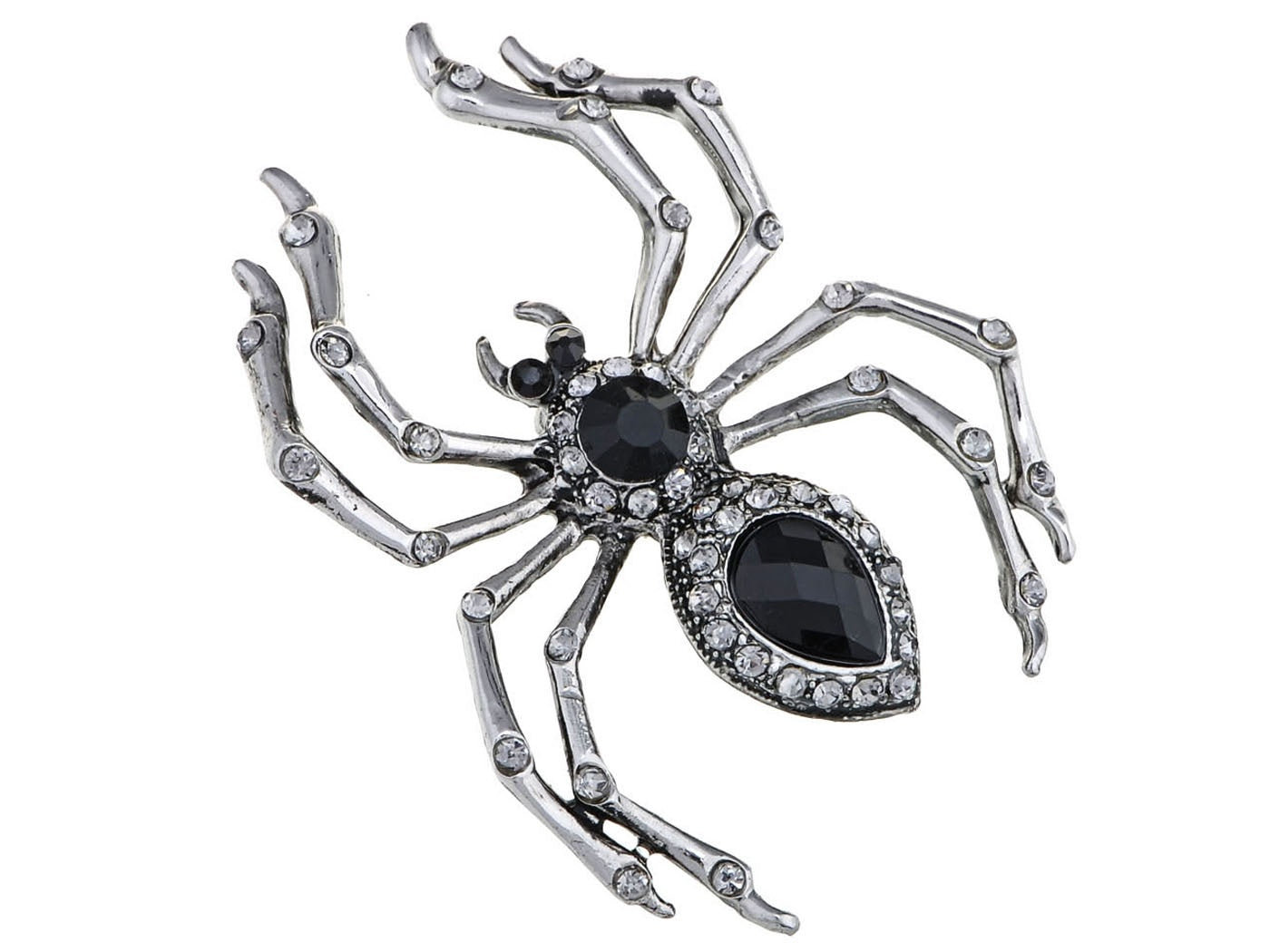 Pirate Gun Black Jeweled Spider Insect Pin Brooch